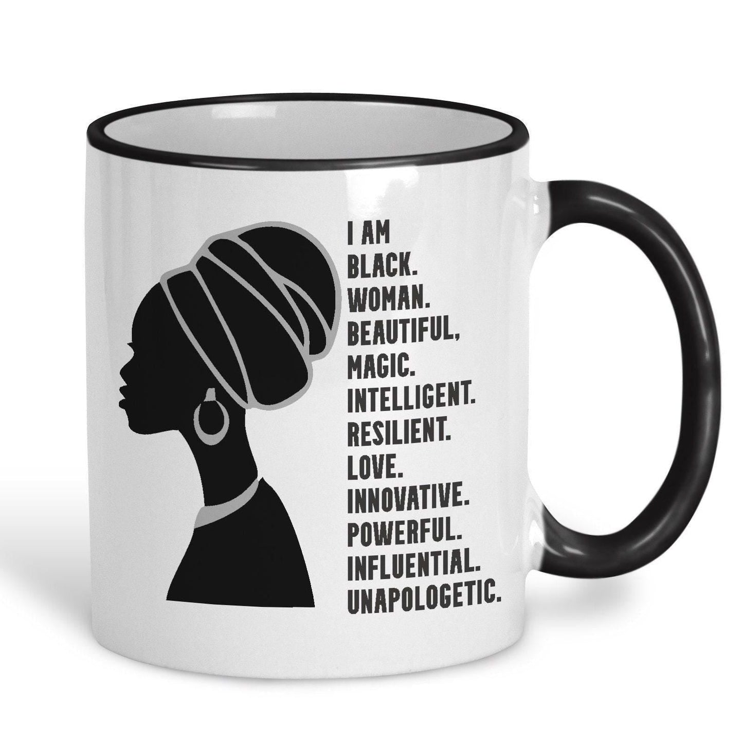 I Am Black Woman Beautiful Afro Hair Personalised Mug