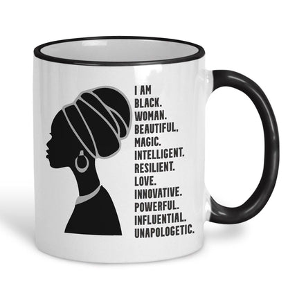 I Am Black Woman Beautiful Afro Hair Personalised Mug