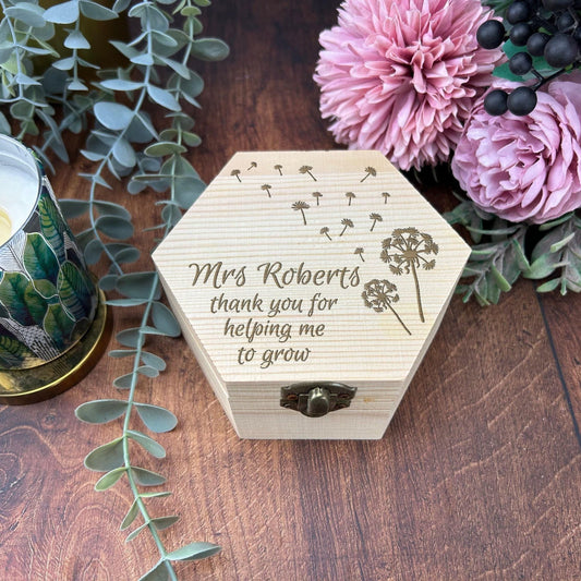 Dandelion Blowing Engraved Box - Storage / Memory - Wooden Personalised Gift