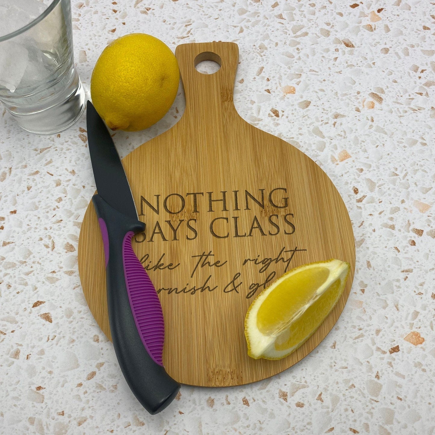 Nothing Says Class Engraved Bamboo Paddle Chopping Board Garnish Drinking Gin Tonic Cocktails Home Bar Christmas Gift Birthday Present
