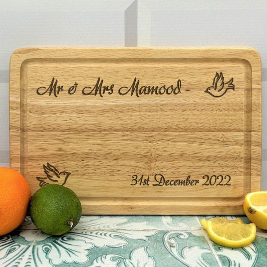 Doves Wedding Chopping Board Personalised Wedding Gift