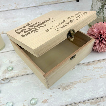 And So The Adventure Begins - Wooden Memory Keepsake Box - Personalised Gift