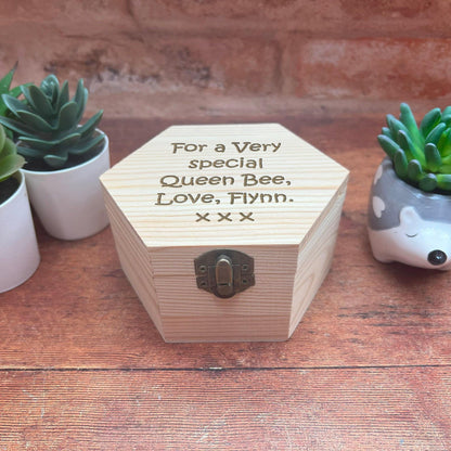 Personalised Engraved Wooden Box - Any Message Engraved - Personalised Gift