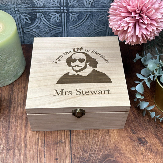 a wooden box with a picture of a man on it