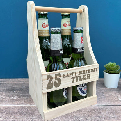 Birthday Beer Carrier Personalised - Any Age - Beer Bottle Carrier - 18th - 21st