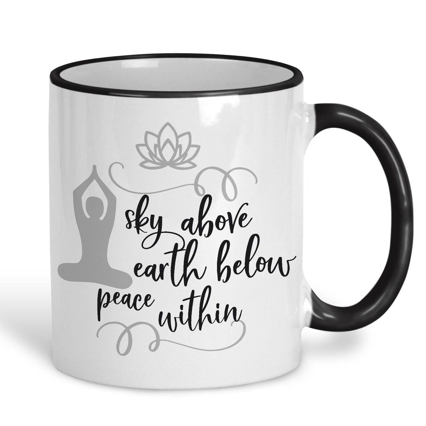 Sky Earth Peace Within White Yoga Personalised Coffee Tea Mug