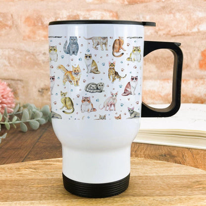 Cat Design Travel Mug Personalised Gift