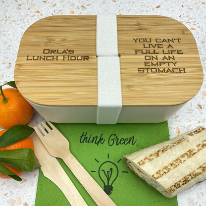 Empty Stomach Personalised Bamboo Eco Friendly Lunchbox - School Work Packed Lunch