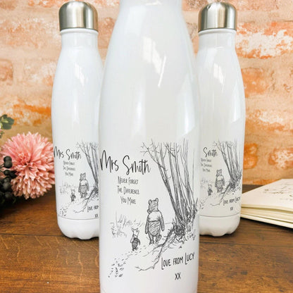 Winnie the Pooh and Piglet, Never Forget Teacher Personalised Gift Water Bottle