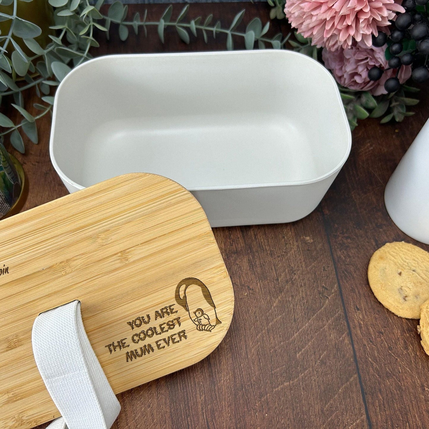 Coolest Mum Penguin Personalised Bamboo Eco Friendly Lunch Box - Mother's Day Gift