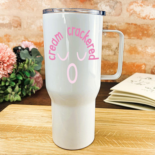 Cream Crackered - Cockney Rhyming Slang Dialect - Personalised Travel Mug