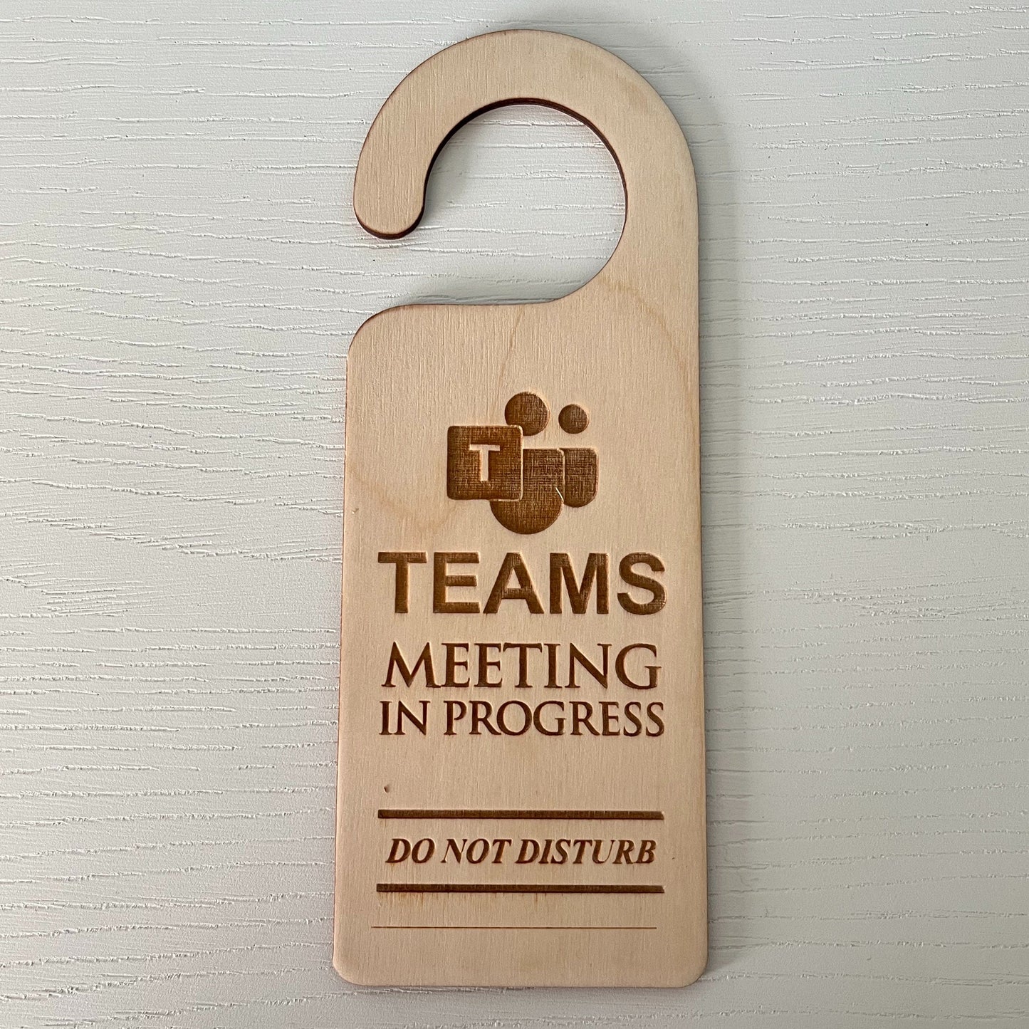 Teams Microsoft Meeting in Progress Do Not Disturb Engraved Wooden Door Hanger Working From Home Office Christmas Gift Birthday Present
