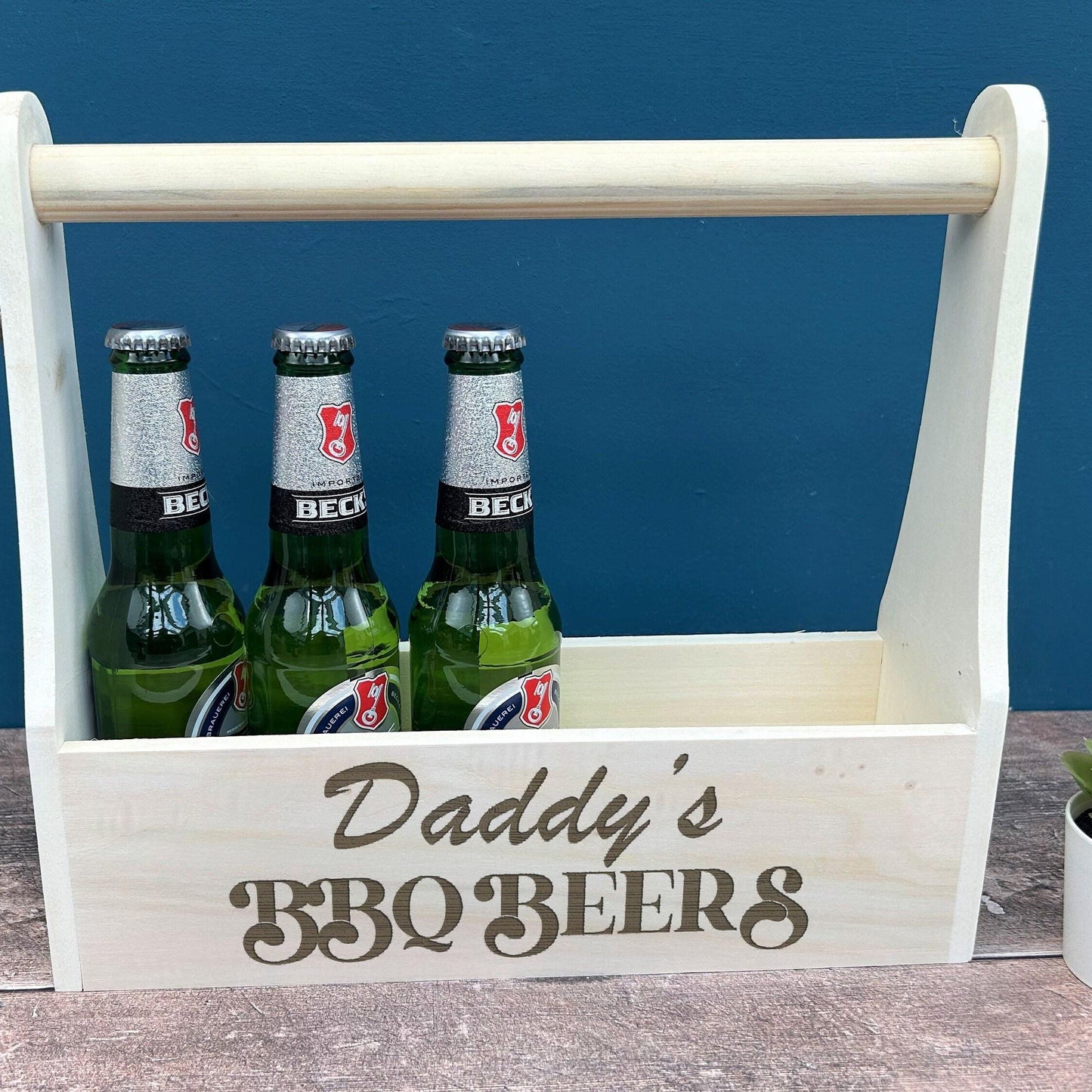 BBQ Beer Carrier - Father's Day Birthday Gift - Personalised BBQ Summer Drinks Holder