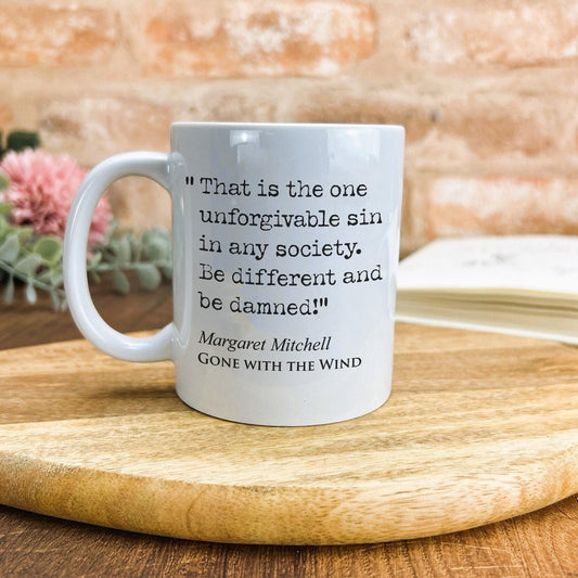 Gone With the Wind Margaret Mitchell Book Quote "Be different and be damned" Classic Literature Mug