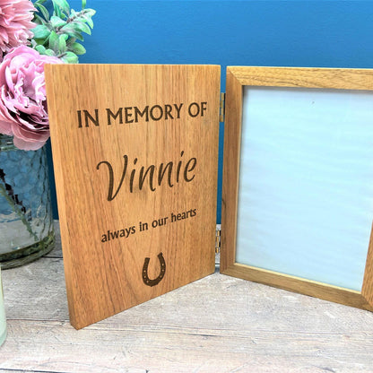 Pet Loss Remembrance Personalised Memorial Oak Photo Frame - Cat - Dog - Horse - Rabbit