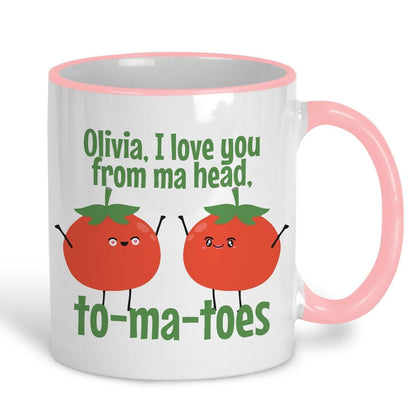 Love You Tomato Personalised Mug Valentine's Day Boyfriend Girlfriend Gift Partner Love