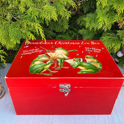 Hoppy Christmas - Frog Christmas Carollers - Vintage Design - XMAS Eve Treat Box - Personalised Gift