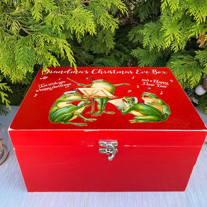 Hoppy Christmas - Frog Christmas Carollers - Vintage Design - XMAS Eve Treat Box - Personalised Gift