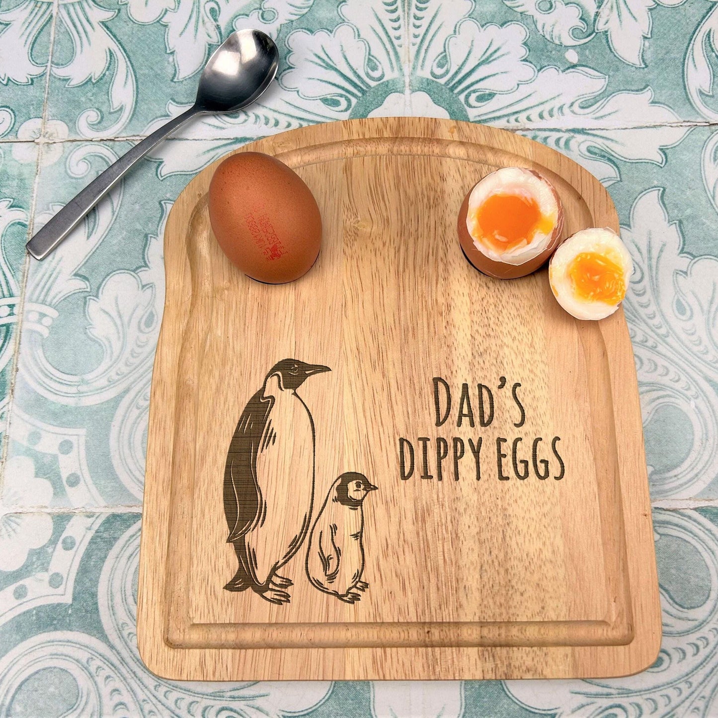 Emperor Penguin Egg & Soldiers Personalised Breakfast Board - Father's Mother's Day Gift