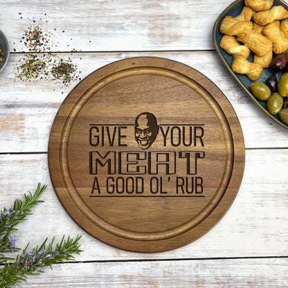 a wooden sign that says give your mighty a good ol rub
