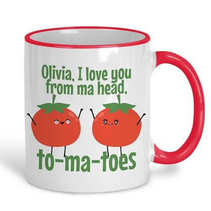 Love You Tomato Personalised Mug Valentine's Day Boyfriend Girlfriend Gift Partner Love