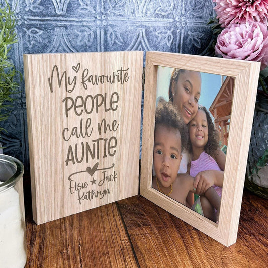 My Favourite People Call Me Auntie Personalised Oak Photo Frame Gift - Sister Gift - Baby Announcement