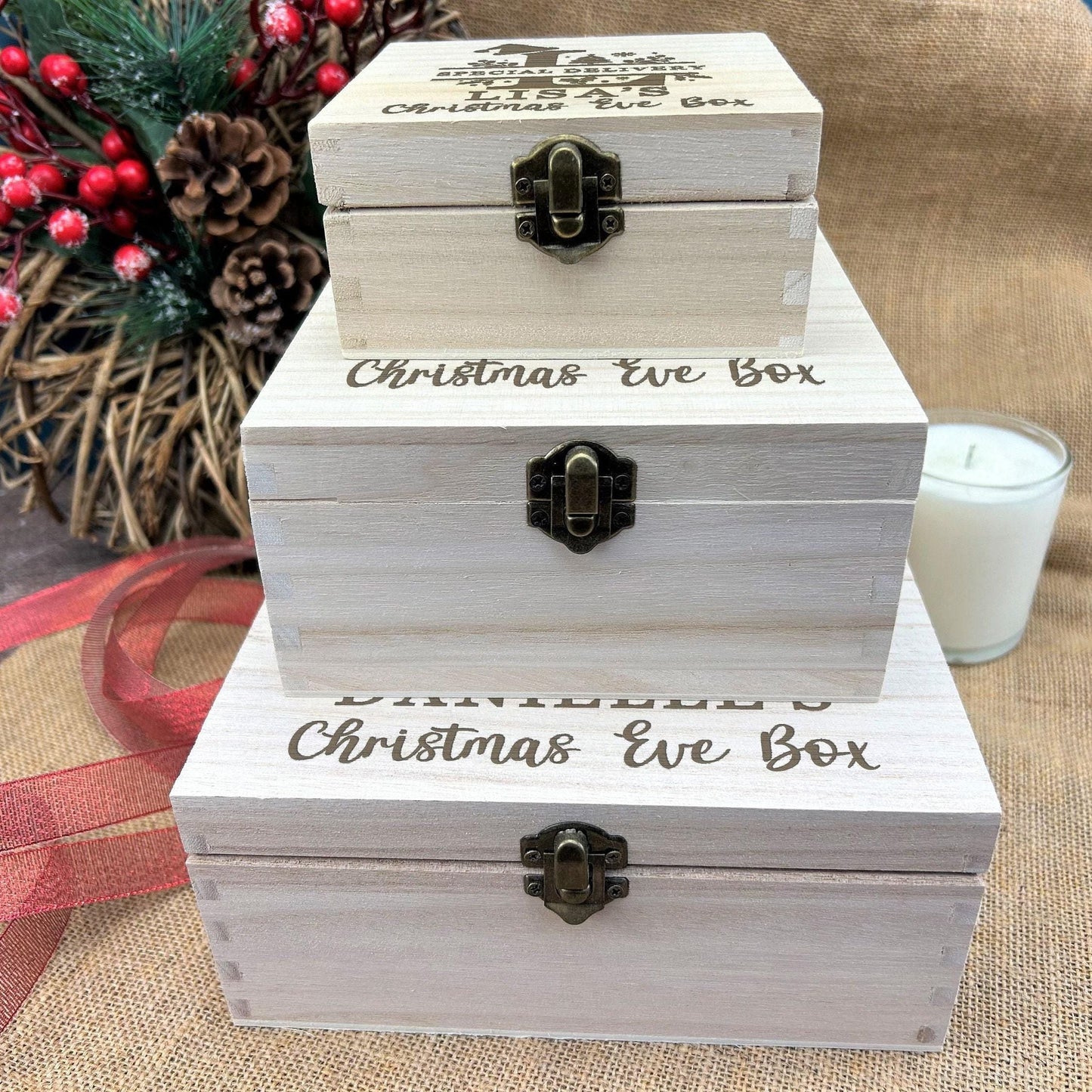 Monogram Special Delivery Personalised Wooden Christmas Eve Box