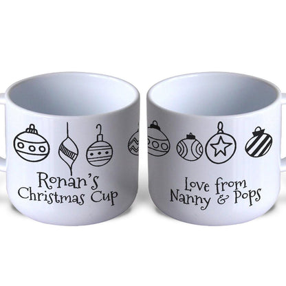 Merry Christmas Personalised Baubles Mug for Toddlers 6oz Polymer Unbreakable Child Safe Gift