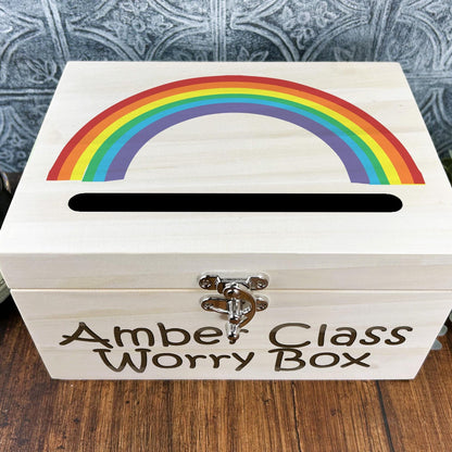 Worry Box Primary School Rainbow Personalised Drop Box