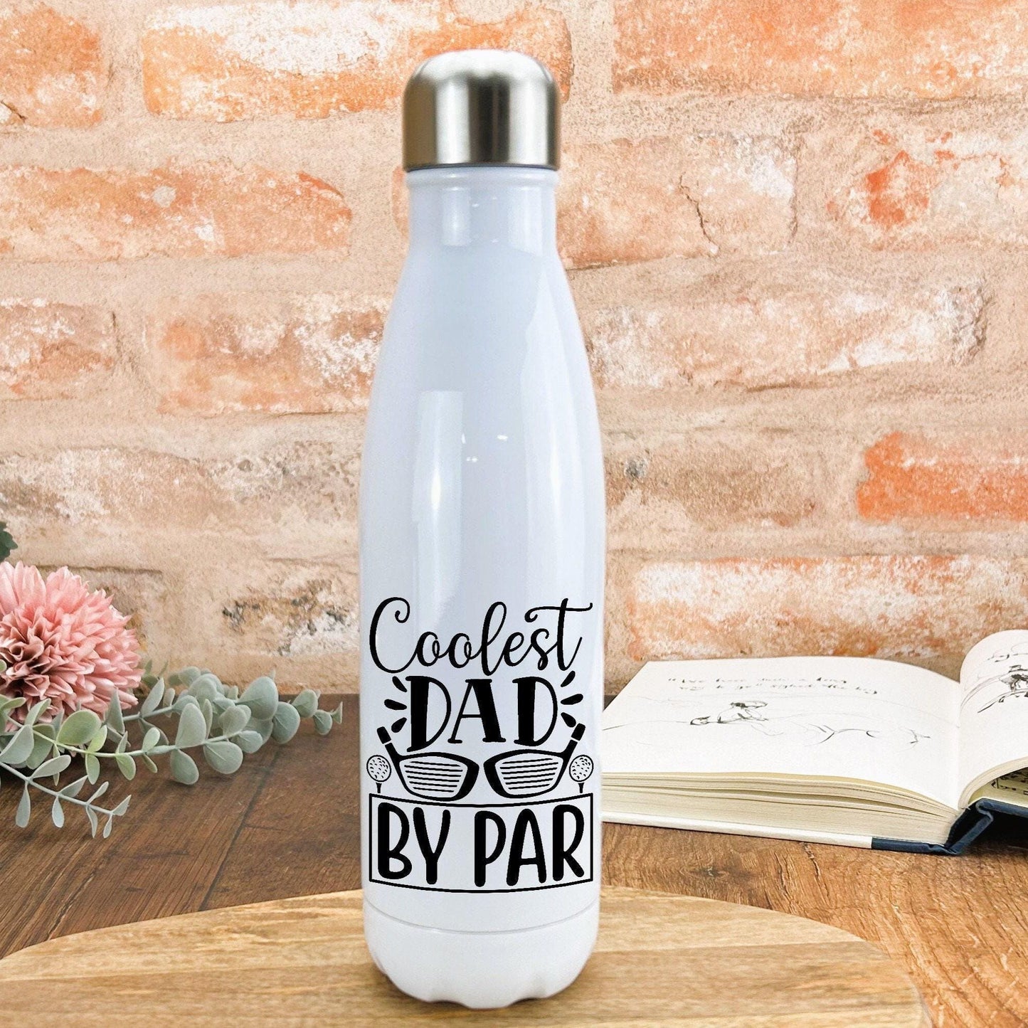 Coolest Dad By Par Father's Day Golf Joke Personalised Water Bottle Gift