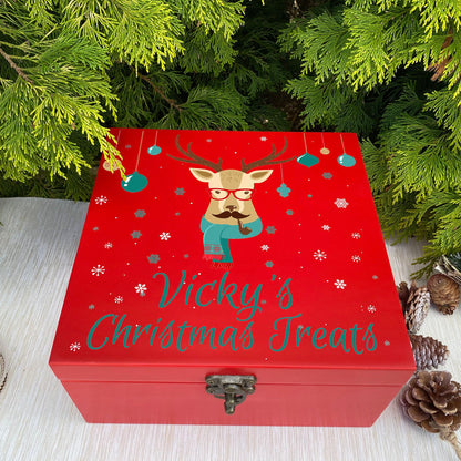 Hipster Reindeer Christmas Eve Treat Box - XMAS Deer Rudolf Personalised Gift