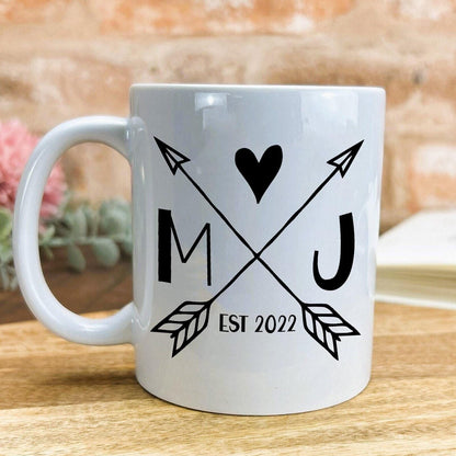Arrows Initials Date Personalised Valentine's Day Ceramic Mug