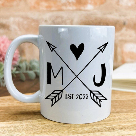 Arrows Initials Date Personalised Valentine's Day Ceramic Mug