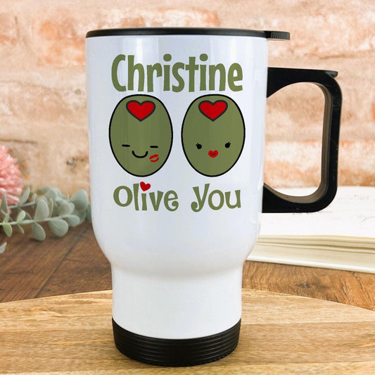 Olive You Personalised Travel Mug Valentine's Day Gift