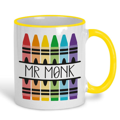 Crayons Teacher Name Personalised Message Mug | Gift | Leaving School Gift | Teachers Gift | School