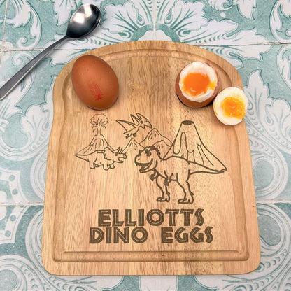 Dinosaur Dino Egg Breakfast Board - Personalised Egg & Soldiers Plate