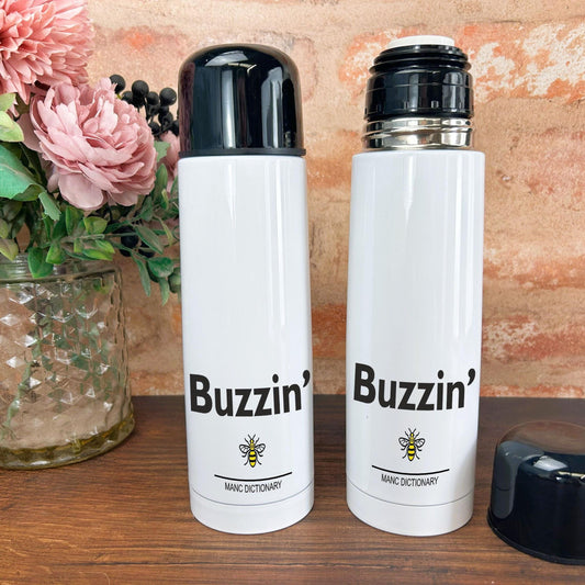 Buzzin' - Manc Dictionary - Personalised Insulated Vacuum Flask