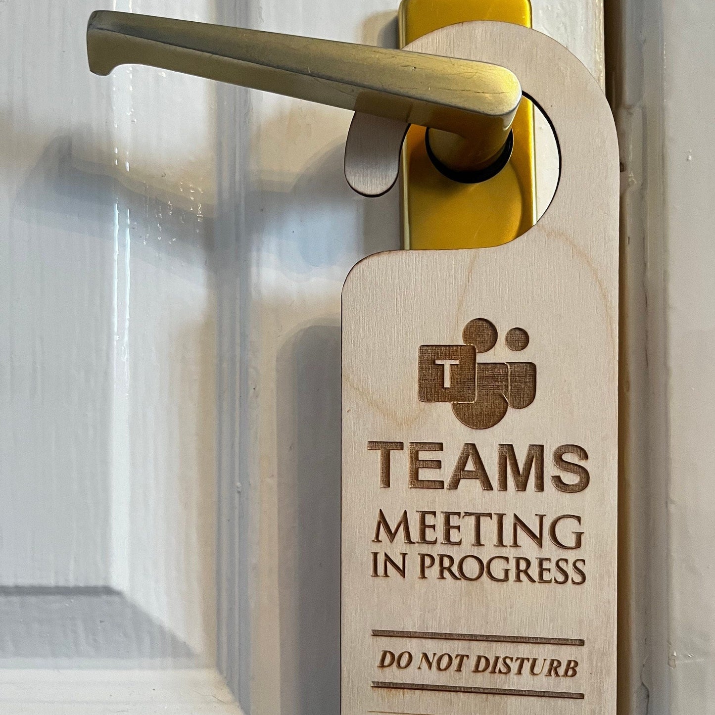 Teams Microsoft Meeting in Progress Do Not Disturb Engraved Wooden Door Hanger Working From Home Office Christmas Gift Birthday Present