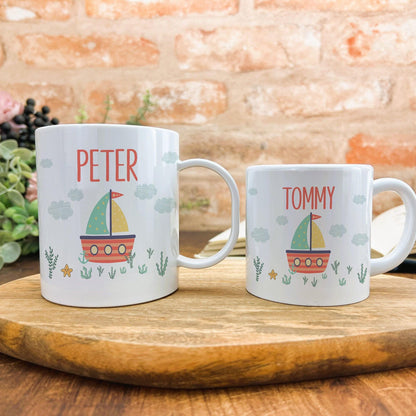Sailboat First Birthday Children's Personalised Mug Unbreakable Kids Toddler Child Safe