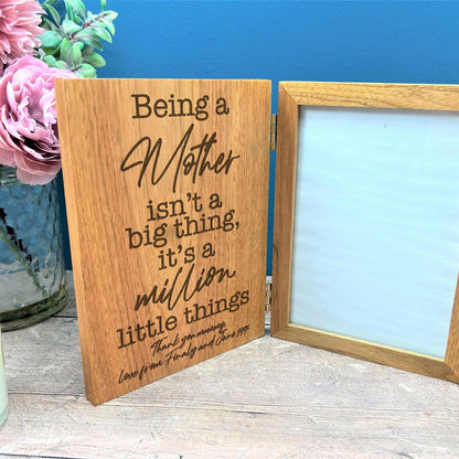 Being a Mother - Personalised Oak Photo Frame Gift - Mother's Day Gift