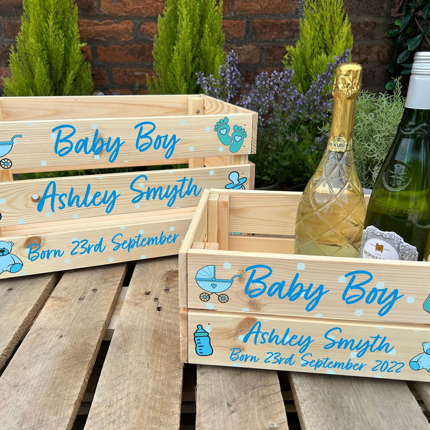 Baby Boy Congratulations Gift Hamper - Personalised - New Baby Present - Christening Gift