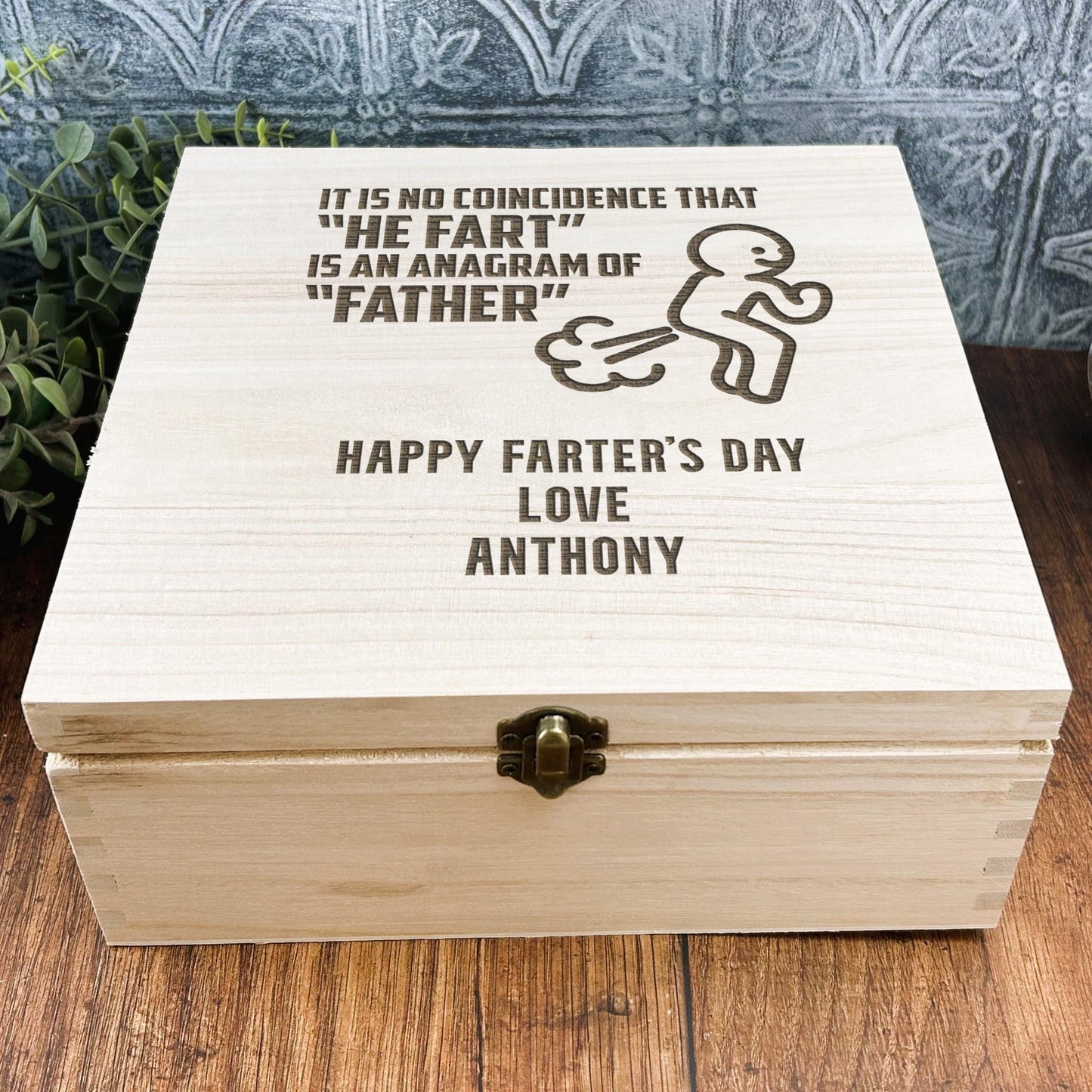 a wooden box with a picture of a dog on it