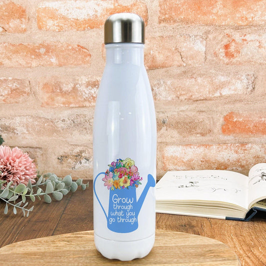 Grow Through What You Go Through Water Bottle Personalised Positivity Gift