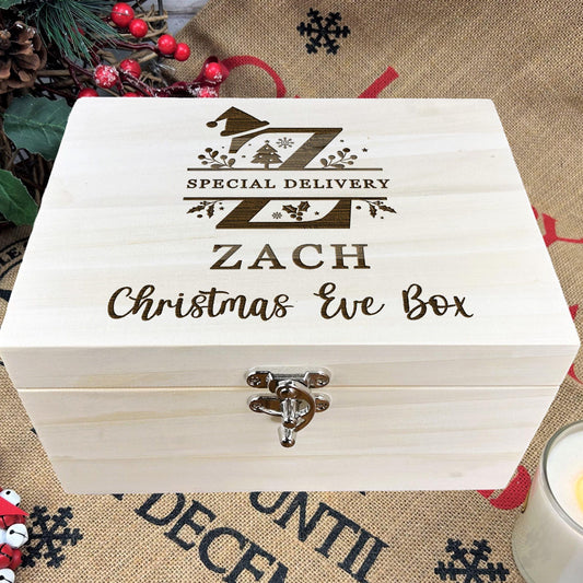 Christmas Monogram Engraved Personalised Xmas Eve Treats Box