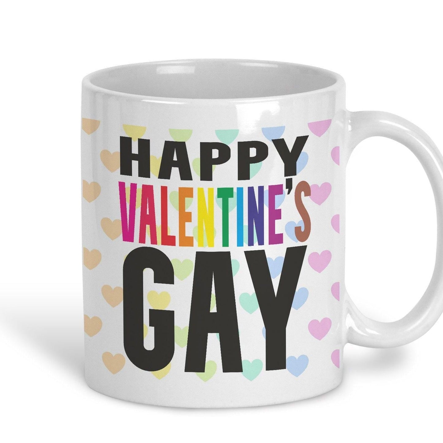 Happy Valentine's Gay LGBTQ+ Pride Rainbow Flag Personalised Mug