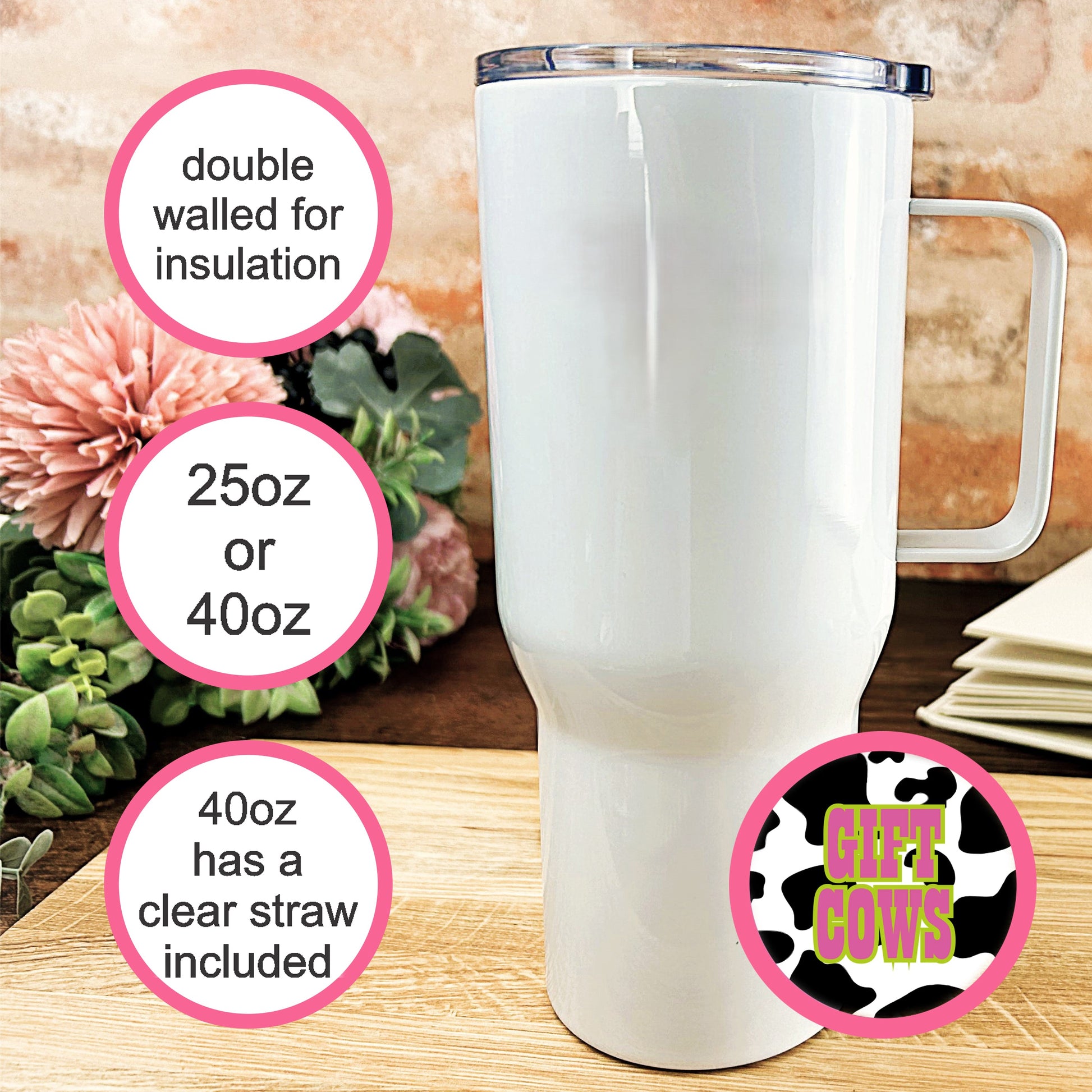 a white cup sitting on top of a wooden table