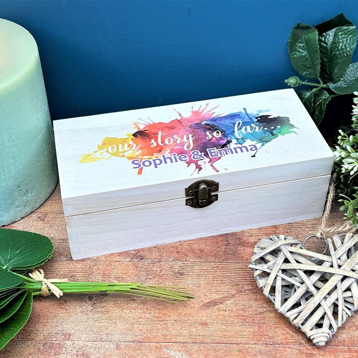 Our Story So Far Rainbow Memory Box - Personalised Gift - Couples Anniversary LGBT