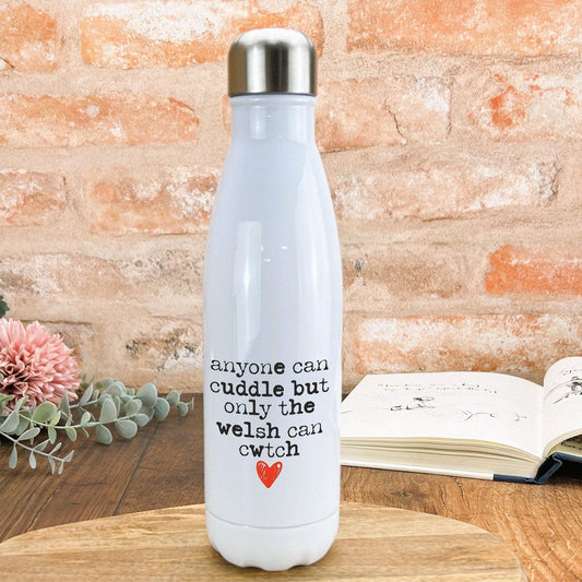 Cwtch Anyone Can Cuddle - Welsh Language Dialect - Personalised Water Bottle