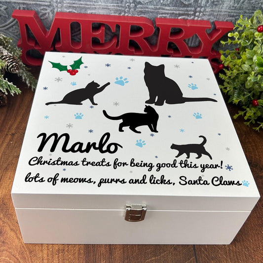 Santa Claws - Cat Christmas Treat Box - Personalised Pet Gift