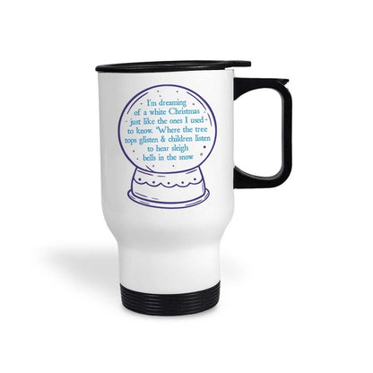 White Christmas Song Lyrics Travel Mug